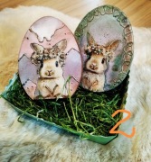 Koszyczek Wielkanocny 3D Rękodzieło Mix Media Vintage Patyna Zając unikat