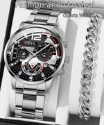 Zestaw Zegarek Męski Genewa plus bransoleta - Srebrny - nowy