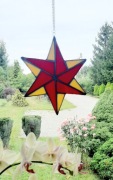 Witrażowa Gwiazda Tiffany, Wisząca Ozdoba , Czerwono-Żółty Łapacz Słońca, 