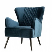 Fotel tapicerowany Daisy pikowany ,granatowy i szary welwet  marka Eleonora