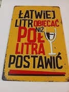 Tablica metalowa do powieszenia pół litra za litr 30x20 cm