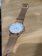 Zegarek Damski, różowe złoto, biała tarcza