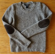 sweter Mango, XXS, 158cm, beżowo-brązowy melanż, wełna