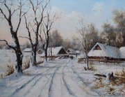 Art-124_Zimowy pejzaż - obraz olejny 50x40