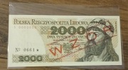 Banknot 2000 złotych Wzór bankowy No 0661 Mieszko  1979r  seria S