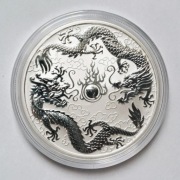 Srebrna moneta DWA SMOKI 2019 Chińskie Mity 1 uncja CHINESE MYTHS LEGENDS