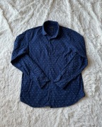Massimo Dutti Koszula Męska Elegancka L Granatowa w Drobne Kropki Casual