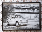 Plakat wydruk A3 (29,7x42cm) - Polski Fiat 126p Maluch