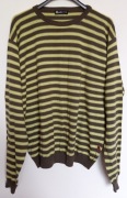 Męski sweter w paski brąz/ khaki/ zielony Amber XL stan bdb