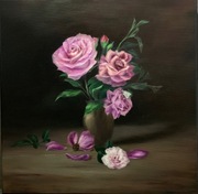 Róże obraz olejny 40x40