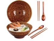 Ceramiczne miski do ramenu 2 szt z pałeczkami i łyżką 