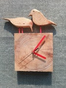 Zegar ścienny drewniany " Z ptaszkami"