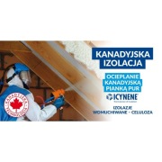Ocieplenie kanadyjską pianą pur Icynene poddasza, dachu, wdmuchiwanie celul