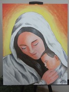 Obraz ręcznie malowany Matka boska z Dzieciątkiem