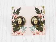 Native Bloom kolczyki Mona Lisa vintage retro sztyfty wkrętki obraz NA92