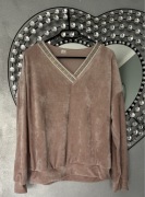 Bluza welurowa pudrowy róż grecki wzór L