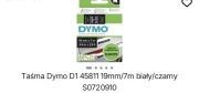 Taśma Dymo D1 45811 19mm/7m biały tekst taśma czarna