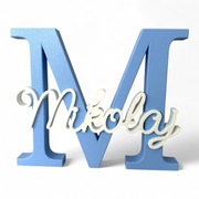 Mikołaj - duża litera + imię - ozdoba do pokoju dziecka