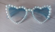 OKULARY SERCA z Perełkami | Błękitne Glitter Festiwal Retro