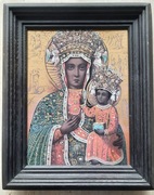 Matka Boska, oleodruk na grubym papierze w drewnianej ramie, 40x50 z ramką