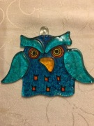 Witrażyk szklany do zawieszenia sowa