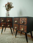 Szafki nocne vintage kartotekowe loft mid-century komoda z szufladami