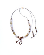 Bransoletka minerały jedwab regulowana kwarc złota zawieszka handmade biżu