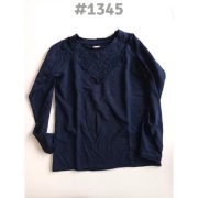 Bluza bluzka z koronkowym dekoltem XS/34 granatowa dresowa