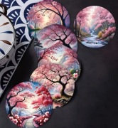 6 Podkładek SAKURA Kwitnąca Wiśnia 10 cm | Japonia | NOWE