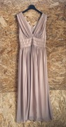 Sukienka szyfonowa wesele przyjęcie wizytowa różowe złoto maxi M 38