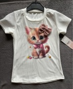 Bluzeczka z kotkiem i kokardką r. 122