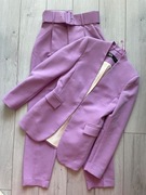 Liliowy garnitur Zara marynarka spodnie liliowe Zara XS