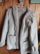 Kurtka zimowa rozmiar 40 szara kożuch zamsz