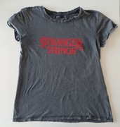 koszulka Stranger Things Cropp rozmiar S biała czerwony napis t-shirt mo