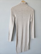 Sukienka sweterkowa dzianinowa beżowa sukienka z dzianiny na zimę S 36