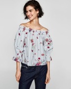 ZARA BLUZKA HISZPANKA W KWIATY I PASKI NOWA L