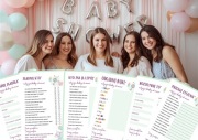 Zestaw 6 gier na Baby Shower – wydrukowane karty
