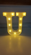 Świeca Litera "U" z Diodami LED, Zasilana Bateriami, na Przyjęcia, Do Domu