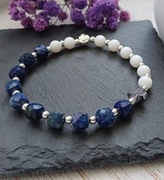 Bransoletka różaniec – lapis lazuli i biały agat 