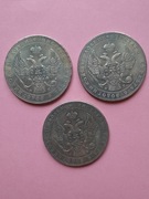 248# TRZY MONETY1,1/2 RUBLA  10 ZŁOTYCH 1836 ROK KOPY 