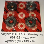 Łożysko kulk.-626-ZZ-FAG-Germany-(Nowe)-1kpl./4szt.