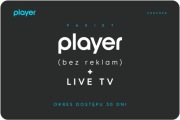 Kod do serwisu Player.pl PLAYER bez reklam + live TV + eurosport - 30 dni