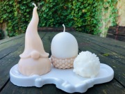 Zestaw świec świeczek jesiennych jeż żołądź i krasnal