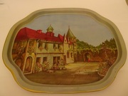 Taca litografowana PRL, taca metalowa, taca do serwowania Prl, vintage