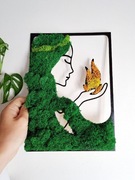 Kobieta z mchu, boho dekoracja, prezent dla nowożeńców, obraz do sypialni