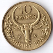 MADAGASKAR 10 Franków / 2 Ariary (FAO) 1970, KM# 11, AU