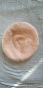 Beret damski moherowy biało-beżowy średnica 14 cm