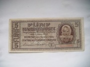BANKNOT UKRAINA 5 KARBOWAŃCÓW 1942 r.