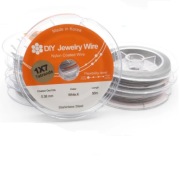 Koreańska 7-strunowa linka stalowa jubilerska, srebrna, 0,3 mm., 1 m.