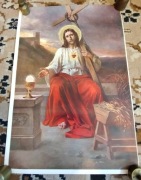 Przedwojenny oleodruk Chrystus z krzyżem 